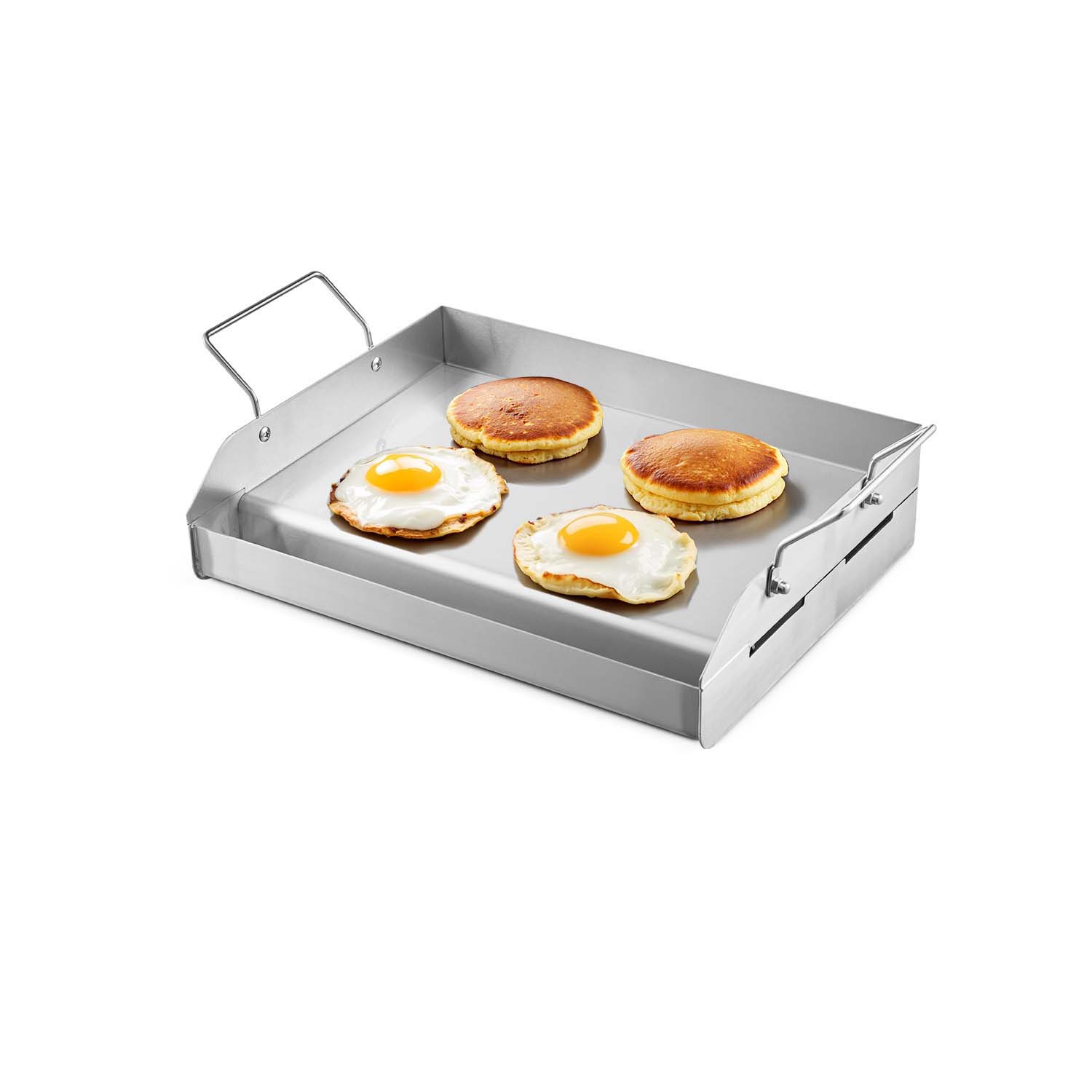 17x13 In Flat Top Griddle Stainless Steel Universal BBQ Grill Pan Cookware_voghion.com